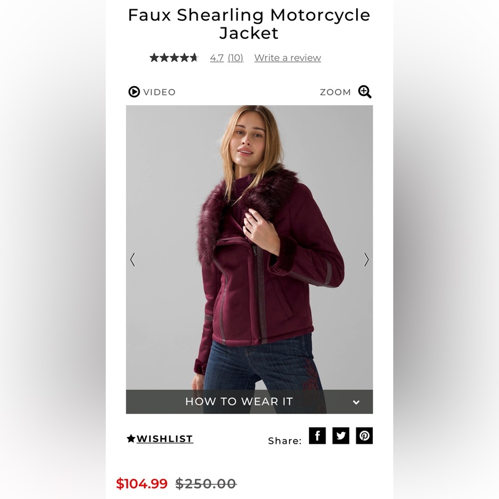 White House Black Market NWT faux shearling motorcycle jacket